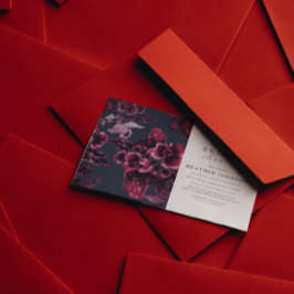 Luxus Navy Blue und Burgund Floral Brautparty Einladung