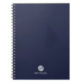 Luxus Navy Blue und Silver Personalisiert Monogram Notizblock (Vorderseite)