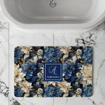 Luxus Navy Blumen Benutzername Florales Badezimmer