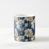 Luxus Navy Blumen Individueller Name Florale Kaffe Kaffeetasse (Mittel)