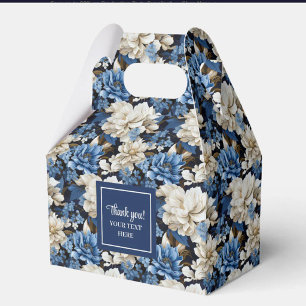 Luxus Navy Blumen Namensgeschenkbox mit floralem M Geschenkschachtel