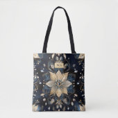 Luxus Navy Gold Blumenmuster Tasche (Vorderseite)