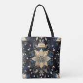 Luxus Navy Gold Blumenmuster Tasche (Rückseite)