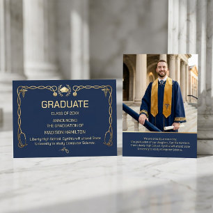 Luxus Navy & Gold Medizin Einladung