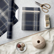 Luxus-Navy- und Silber-Tartan | Elegantes klassisc