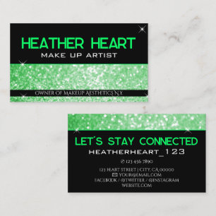 Luxus Neon Green Bright Glitzer Glam Glamour Visitenkarte