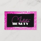 Luxus Neon Pink Sparkle Glitzer Fotomodell Visitenkarte (Vorderseite)