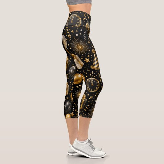Luxus-Neujahrsfeier-Muster Capri Leggings (Rechts)