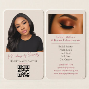 Luxus neutral beige Makeup Artist QR Code Schönhei Visitenkarte