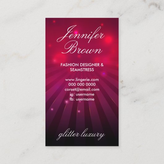 Luxus Night Show Corset Lingerie Visitenkarte (Rückseite)