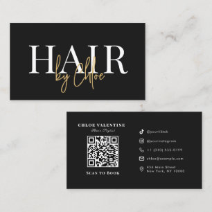 Luxus Noir Schwarz Gold Friseursalon QR Vorlage Visitenkarte