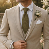 Luxus-Oliv-Sage-Grün-Barock-Damask-Jacquard Krawatte