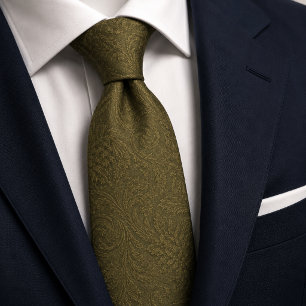 Luxus-Oliv-Sage-Grün-Barock-Damask-Jacquard Krawatte
