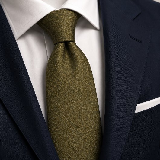 Luxus-Oliv-Sage-Grün-Barock-Damask-Jacquard Krawatte