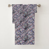 Luxus-Opal-Diamant | Schneeleopard-Press-Tuch-Set Badhandtuch Set (Insitu)
