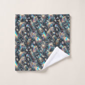 Luxus-Opal-Diamant | Schneeleopard-Press-Tuch-Set Badhandtuch Set (Waschlappen)