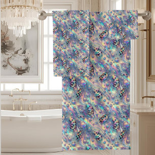 Luxus-Opal-Diamant   Schneeleoparden-Druck Handtuc Badhandtuch Set