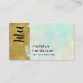 Luxus Opal Gold Brush QR Code Social Media Visitenkarte (Vorderseite)