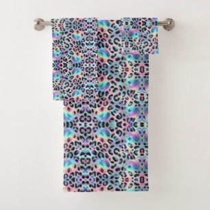 Luxus-Opal-Leoparden-Druck-Muster Badhandtuch Set