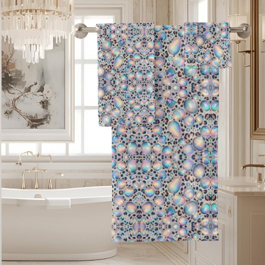 Luxus-Opal-Leoparden-Druckmuster Badhandtuch Set