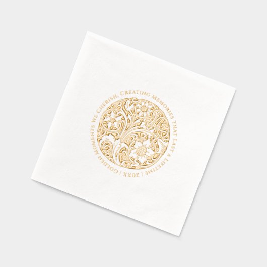 Luxus Opulent Gold und Weiß Art Deco Blumen Servietten Mit Folie (Links)