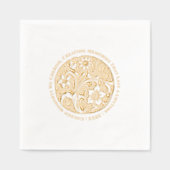Luxus Opulent Gold und Weiß Art Deco Blumen Servietten Mit Folie (Vorderseite)