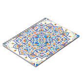 Luxus-Orange-Blau-Ornamentmuster Notizblock (Linke Seite)