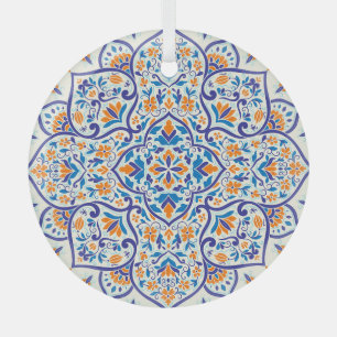 Luxus Orange Blue Ornament Muster Aus Glas