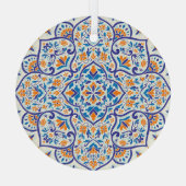Luxus Orange Blue Ornament Muster Aus Glas (Rückseite)