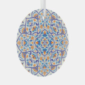 Luxus Orange Blue Ornament Muster Aus Glas (Vorderseite Rechts)