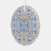 Luxus Orange Blue Ornament Muster Aus Glas (Vorderseite links)