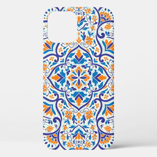 Luxus Orange Blue Ornament Muster Case-Mate iPhone Hülle (Rückseite)