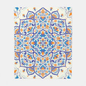 Luxus Orange Blue Ornament Muster Fleecedecke (Vorderseite)