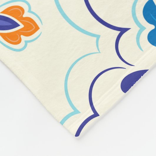 Luxus Orange Blue Ornament Muster Fleecedecke (Ecke)