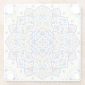 Luxus Orange Blue Ornament Muster Glasuntersetzer (Rückseite)