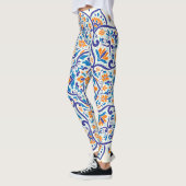 Luxus Orange Blue Ornament Muster Leggings (Links)