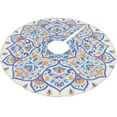 Luxus Orange Blue Ornament Muster Polyester Weihnachtsbaumdecke (Schrägansicht)