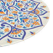 Luxus Orange Blue Ornament Muster Schneidebrett (Ecke)