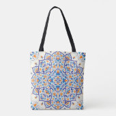 Luxus Orange Blue Ornament Muster Tasche (Rückseite)