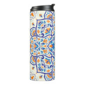 Luxus Orange Blue Ornament Muster Thermosbecher (Nach links gedreht)