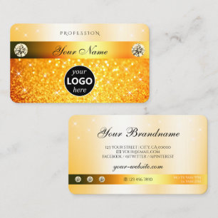 Luxus Orange Glitter funkelnde Sterne mit Logo Visitenkarte
