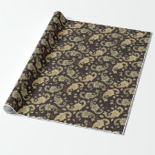 Luxus Paisley on Brown Geschenkpapier (Ungerollt)
