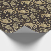 Luxus Paisley on Brown Geschenkpapier (Ecke)