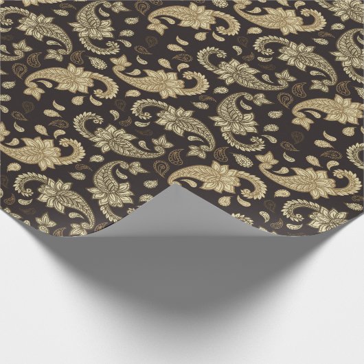 Luxus Paisley on Brown Geschenkpapier (Ecke)