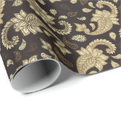 Luxus Paisley on Brown Geschenkpapier (Rolleneckpunkt)