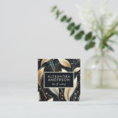 Luxus Pampas Grass Muster Schwarz Quadratische Visitenkarte (Stehend Vorderseite)