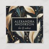 Luxus Pampas Grass Muster Schwarz Quadratische Visitenkarte (Vorderseite)