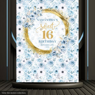 Luxus Pastel Blue Sweet 16 Gold Glitzer Hintergrun Wandteppich