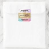 Luxus Pastel Glitzer Cotton Candy Product Labels Quadratischer Aufkleber (Tasche)