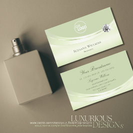 Luxus Pastel Sage Green mit Logo und Diamant Visitenkarte